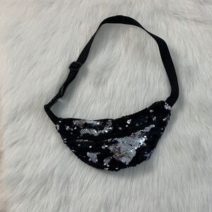 Sparkling Black Sequin Kids Fanny Pack